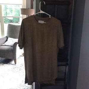 Short sleeve tan suede shirt